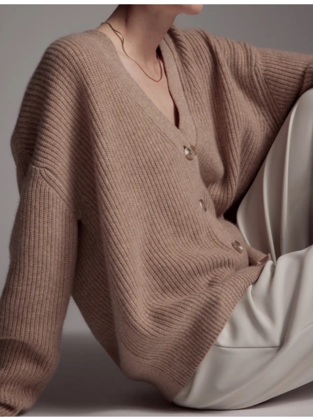 Quince Mongolian Cashmere 2.0 fisherman cropped Cardigan sweater oatmeal beige X